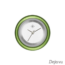 Deja vu Uhr, Schmuckscheiben, Aluminium, gr�n-gelb, A 44-10