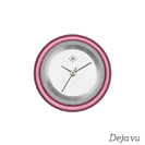 Deja vu Uhr, Schmuckscheiben, Aluminium, lila-rosa, A 44-23