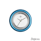 Deja vu Uhr, Schmuckscheiben, Aluminium, blau-t�rkis, A 44-3