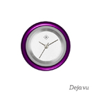 Deja vu Uhr, Schmuckscheiben, Aluminium, lila-rosa, A 44-6