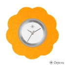 Deja vu watch, jewelry discs, felt, flower, F 52, golden orange
