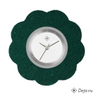 Deja vu Uhr, Schmuckscheiben, Filz, Blume, F 54, dunkelgr�n
