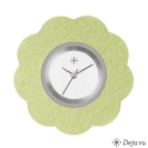 Deja vu watch, jewelry discs, felt, flower, F 60, pistachio green