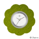 Deja vu Uhr, Schmuckscheiben, Filz, Blume, F 70, grasgr�n
