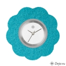 Deja vu watch, jewelry discs, felt, flower, F 72, mountain blue