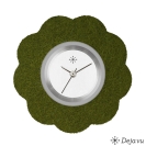 Deja vu watch, jewelry discs, felt, flower, F 73, dark khaki
