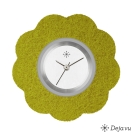 Deja vu Uhr, Schmuckscheiben, Filz, Blume, F 75, gelbgr�n pastell