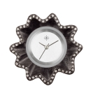 Deja vu Uhr, Schmuckscheiben, Glas, Textil, Perlen, Gstr 17