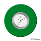 Deja vu Uhr, Schmuckscheiben, Acryl einfarbig, gr�n-gelb, K 1 u