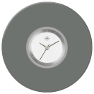Deja vu Uhr, Schmuckscheiben, Acryl einfarbig, schwarz-grau-silber, K 31 a