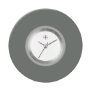 Deja vu Uhr, Schmuckscheiben, Acryl einfarbig, schwarz-grau-silber, K 31 u