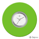 Deja vu Uhr, Schmuckscheiben, Acryl einfarbig, gr�n-gelb, K 34 e