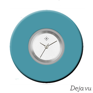 Deja vu Uhr, Schmuckscheiben, Acryl einfarbig, blau-t�rkis, K 37 e
