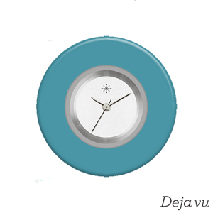 Deja vu Uhr, Schmuckscheiben, Acryl einfarbig, blau-t�rkis, K 37 u