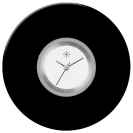 Deja vu Uhr, Schmuckscheiben, Acryl (Kombischeiben einfarbig), schwarz-grau-silber, K 4 a