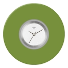 Deja vu Uhr, Schmuckscheiben, Acryl einfarbig, grün-gelb, K 51 e  Deja vu Uhr, Schmuckscheiben, Acryl einfarbig, grün-gelb, K 51 e