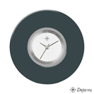 Deja vu Uhr, Schmuckscheiben, Acryl einfarbig, schwarz-grau-silber, K 68 e