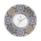 Deja vu Uhr, Schmuckscheiben, Print-Design, blau-t�rkis, Kd 13