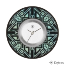 Deja vu Uhr, Schmuckscheiben, Print-Design, gr�n-gelb, Kd 32-1