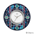 Deja vu Uhr, Schmuckscheiben, Print-Design, blau-t�rkis, Kd 39