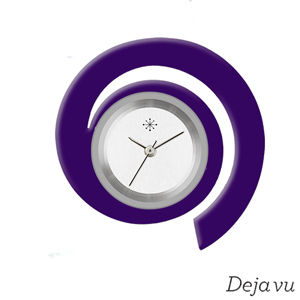 Deja vu Uhr, Schmuckscheiben, Acryl einfarbig, lila-rosa, KF 7  Deja vu Uhr, Schmuckscheiben, Acryl einfarbig, lila-rosa, KF 7