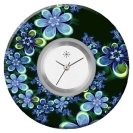 Deja vu Uhr, Schmuckscheiben, Print-Design, blau-t�rkis, L 108-4