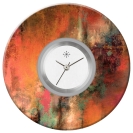Deja vu Uhr, Schmuckscheiben, Print-Design, rot-orange, L 129-2