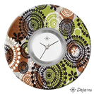 Deja vu Uhr, Schmuckscheiben, Print-Design, gr�n-gelb, L 168-2