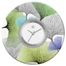 Deja vu watch, jewelry discs, Print-Design, green-yellow, L 176-1
