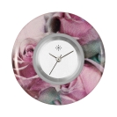 Deja vu Uhr, Schmuckscheiben, Print-Design, lila-rosa-nude, L 178