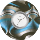 Deja vu Uhr, Schmuckscheiben, Print-Design, blau-t�rkis, L 210-2