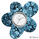 Deja vu Uhr, Schmuckscheiben, Print-Design, blau-t�rkis, L 219-3
