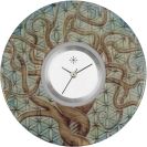 Deja vu Uhr, Schmuckscheiben, Print-Design, blau-t�rkis, L 234-2