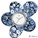 Deja vu Uhr, Schmuckscheiben, Print-Design, blau-t�rkis, L 266-3