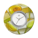 Deja vu Uhr, Schmuckscheiben, Print-Design, gr�n-gelb, L 271-1
