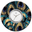 Deja vu Uhr, Schmuckscheiben, Print-Design, blau-trkis, L 293-2