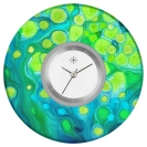 Deja vu Uhr, Schmuckscheiben, Print-Design, gr�n-gelb, L 299-2