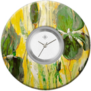 Deja vu Uhr, Schmuckscheiben, Print-Design, gr�n-gelb, L 335-3