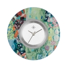 Deja vu Uhr, Schmuckscheiben, Print-Design, gr�n-gelb, L 343-1