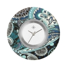 Deja vu Uhr, Schmuckscheiben, Print-Design, blau-t�rkis, L 344-3