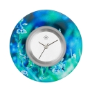 Deja vu Uhr, Schmuckscheiben, Print-Design, blau-t�rkis, L 372