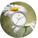 Deja vu Uhr, Schmuckscheiben, Print-Design, grün-gelb, L 376-1  Deja vu Uhr, Schmuckscheiben, Print-Design, grün-gelb, L 376-1