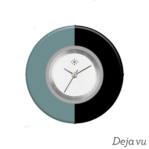 Deja vu Uhr, Schmuckscheiben, Print-Design, blau-t�rkis, L 39-4