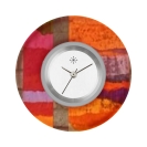 Deja vu Uhr, Schmuckscheiben, Print-Design, rot-orange, L 403-1