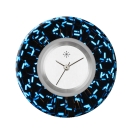 Deja vu Uhr, Schmuckscheiben, Print-Design, blau-t�rkis, L 4107