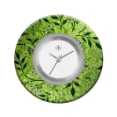 Deja vu Uhr, Schmuckscheiben, Print-Design, gr�n-gelb, L 4115