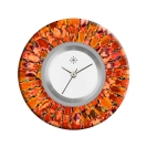Deja vu Uhr, Schmuckscheiben, Print-Design, rot-orange, L 4120