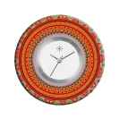 Deja vu Uhr, Schmuckscheiben, Print-Design, rot-orange, L 4121  Deja vu Uhr, Schmuckscheiben, Print-Design, rot-orange, L 4121