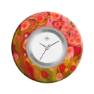 Deja vu Uhr, Schmuckscheiben, Print-Design, rot-orange, L 4122