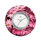 Deja vu Uhr, Schmuckscheiben, Print-Design, lila-rosa-nude, L 4131